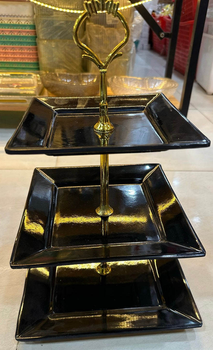 3 Tier Melamine Platter, Creative Colorful Glass Plate, Light Luxury Snack Serving Tray, Home Dining Room Table Tray, Party Snacks Serving Tray 3 Tier Melamine Platter, Creative Colorful Glass Plate, Light Luxury Snack Serving Tray, Home Dining Room Table Tray, Party Snacks Serving Tray